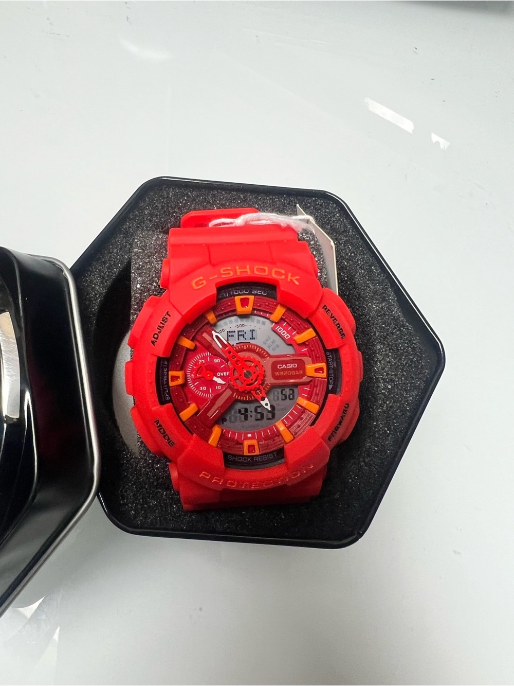 G-Shock Red Watch with Yellow Accents